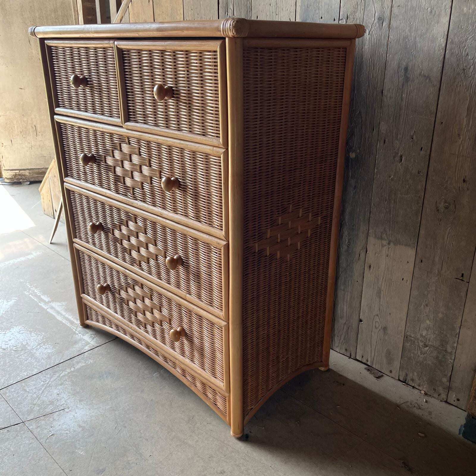 Wicker 5 Drawer Chest Of Drawers photo vinterior