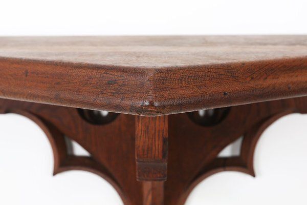 Antique Carved Oak Church Wall Consoles, 1850, Set Of 2 photo Art