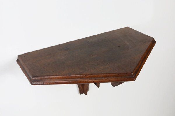 Art Antique Carved Oak Church Wall Consoles, 1850, Set Of 2 photo