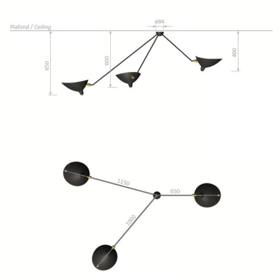 Serge Mouille ‘Spider’ 3 Sconce Wall Light photo for sale