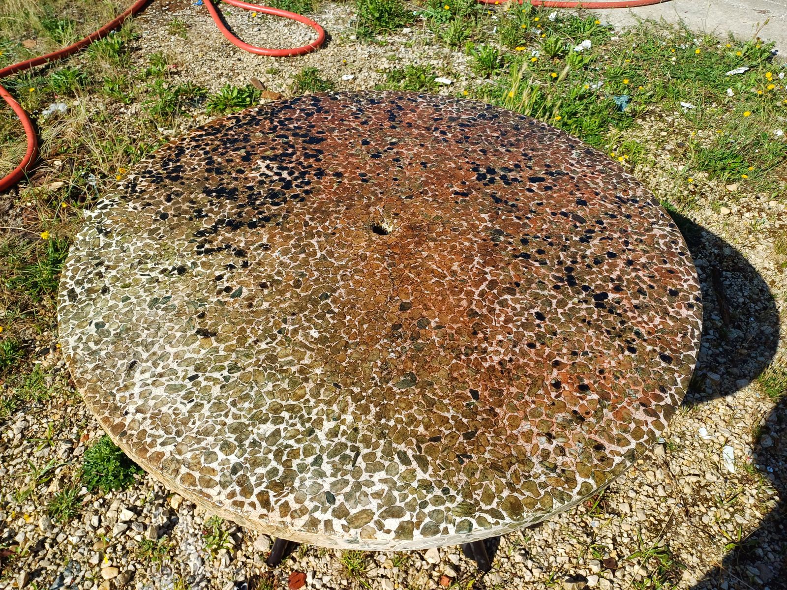 Vintage Rattan Table With Cement And Reconstituted Stone Top photo for sale