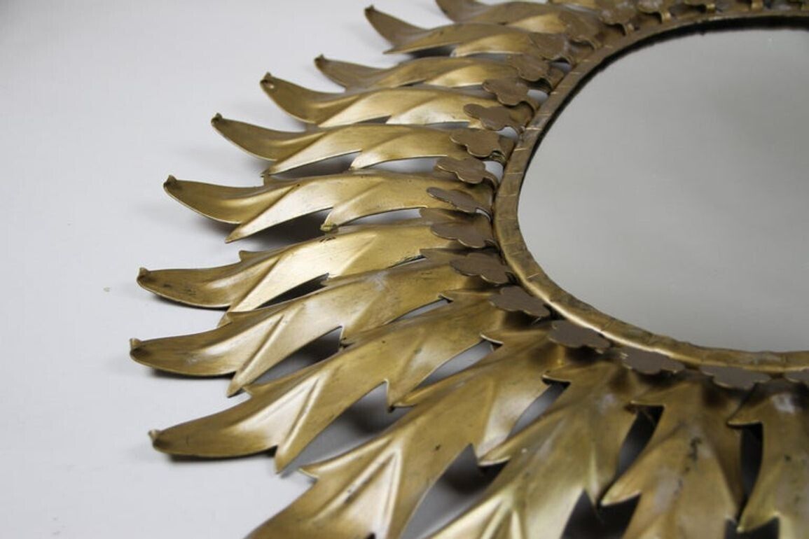 photo for sale 20th Century Art Deco Oval Sunburst Wall Mirror, France Circa 1920