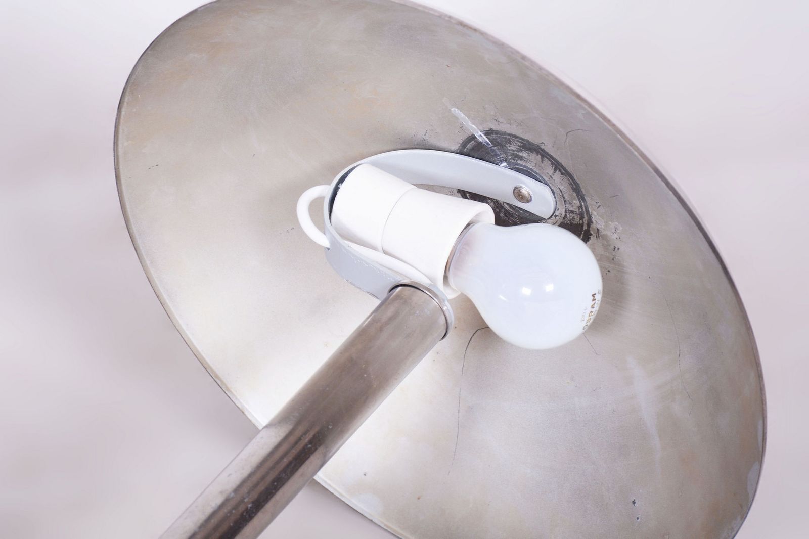 Restored Bauhaus Table Lamp, By Napako, Chrome Plated Steel, Czech, 1930s photo vintage