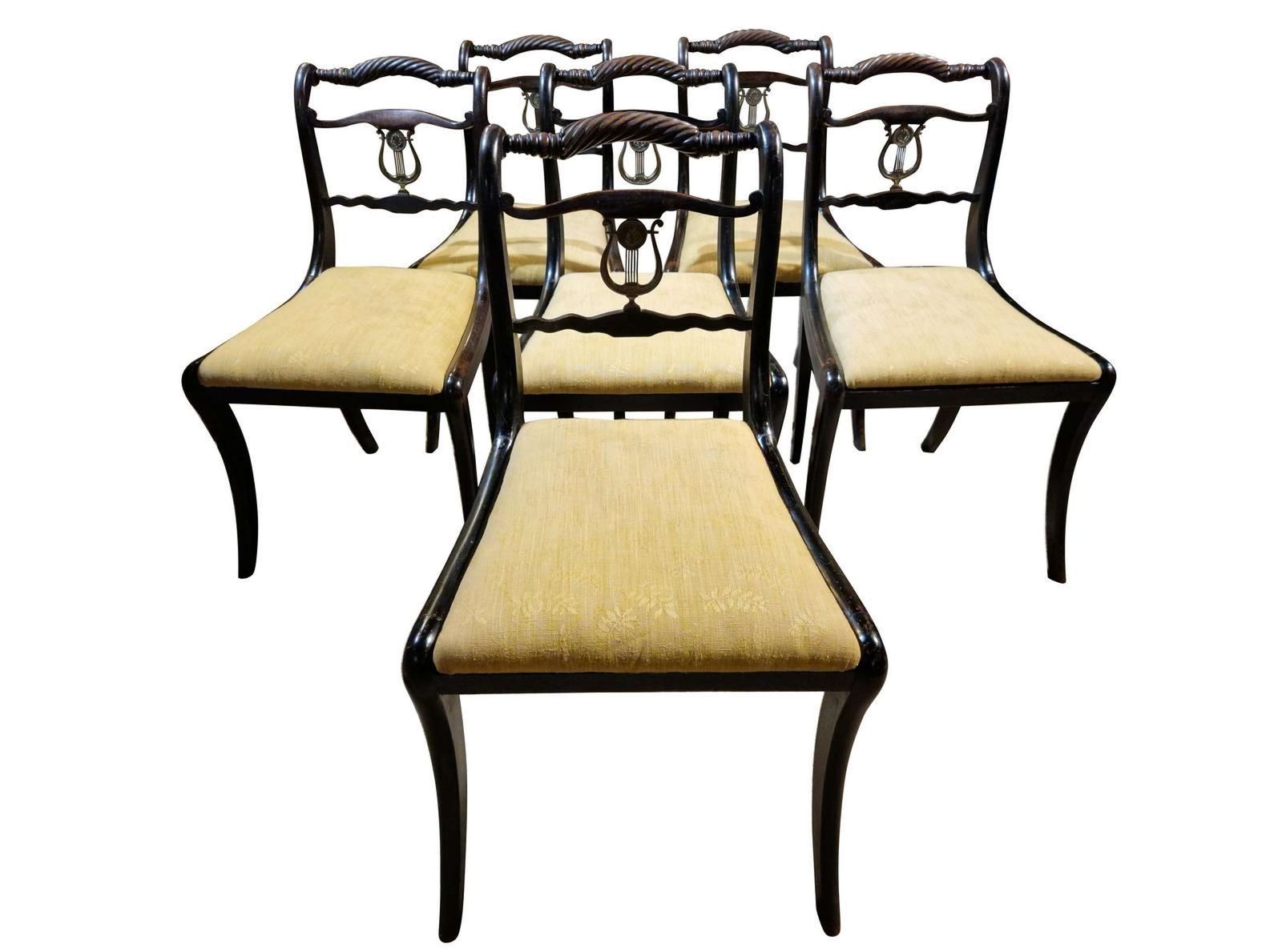 Set Of 6 Regency Rope Back Ebonised Dining Chairs Circa 1820