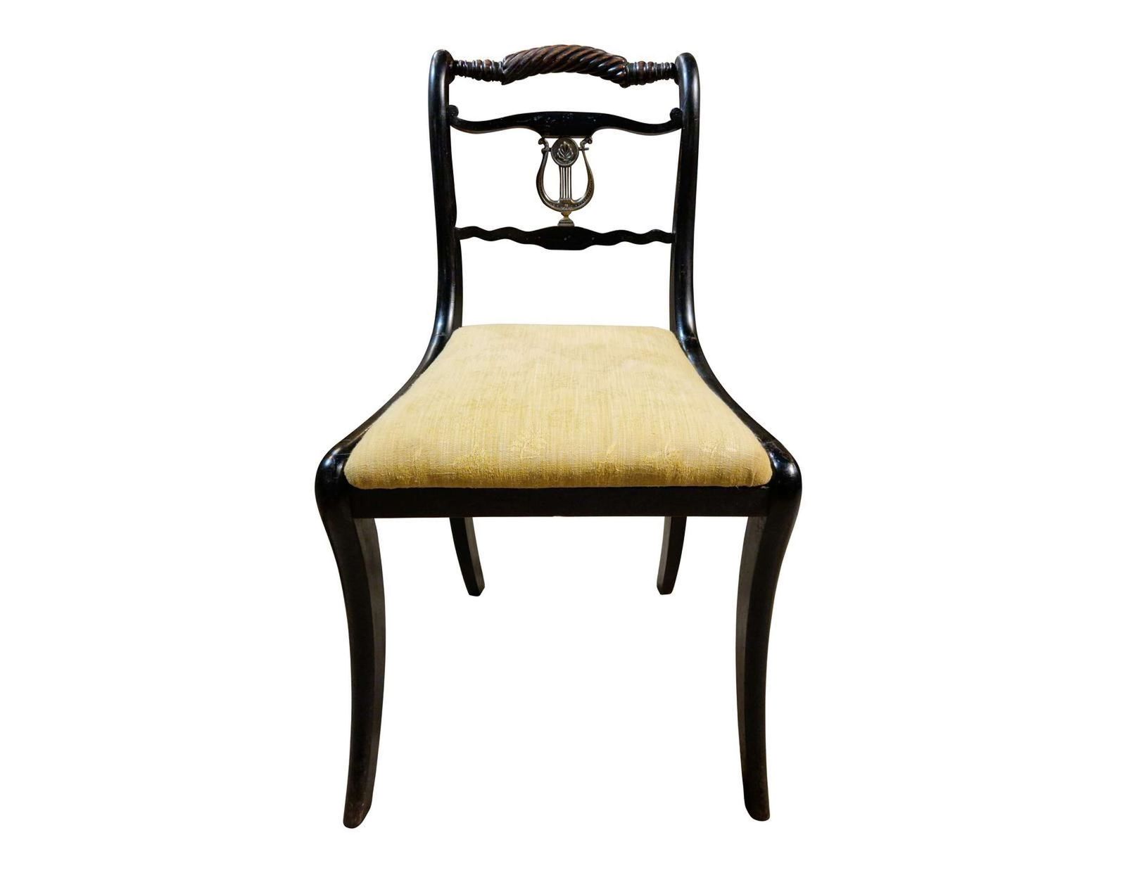Set Of 6 Regency Rope Back Ebonised Dining Chairs Circa 1820 photo furniture