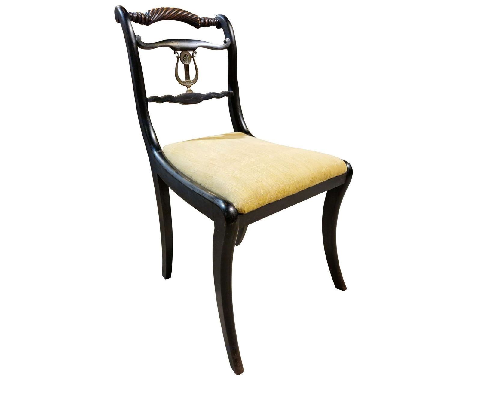 Set Of 6 Regency Rope Back Ebonised Dining Chairs Circa 1820 photo for sale
