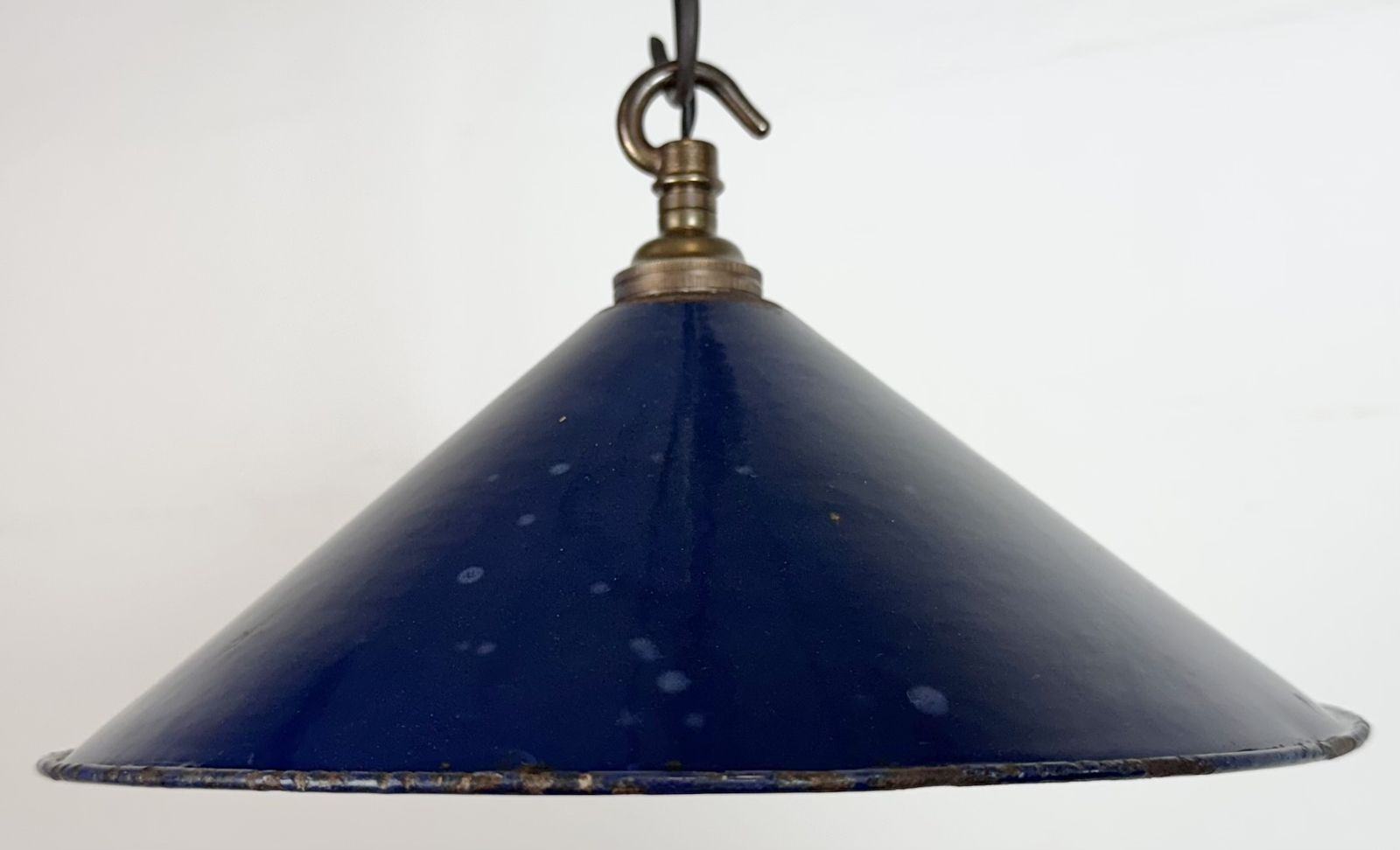 Industrial Dark Blue Enamel Factory Pendant Lamp, 1950s photo Lighting