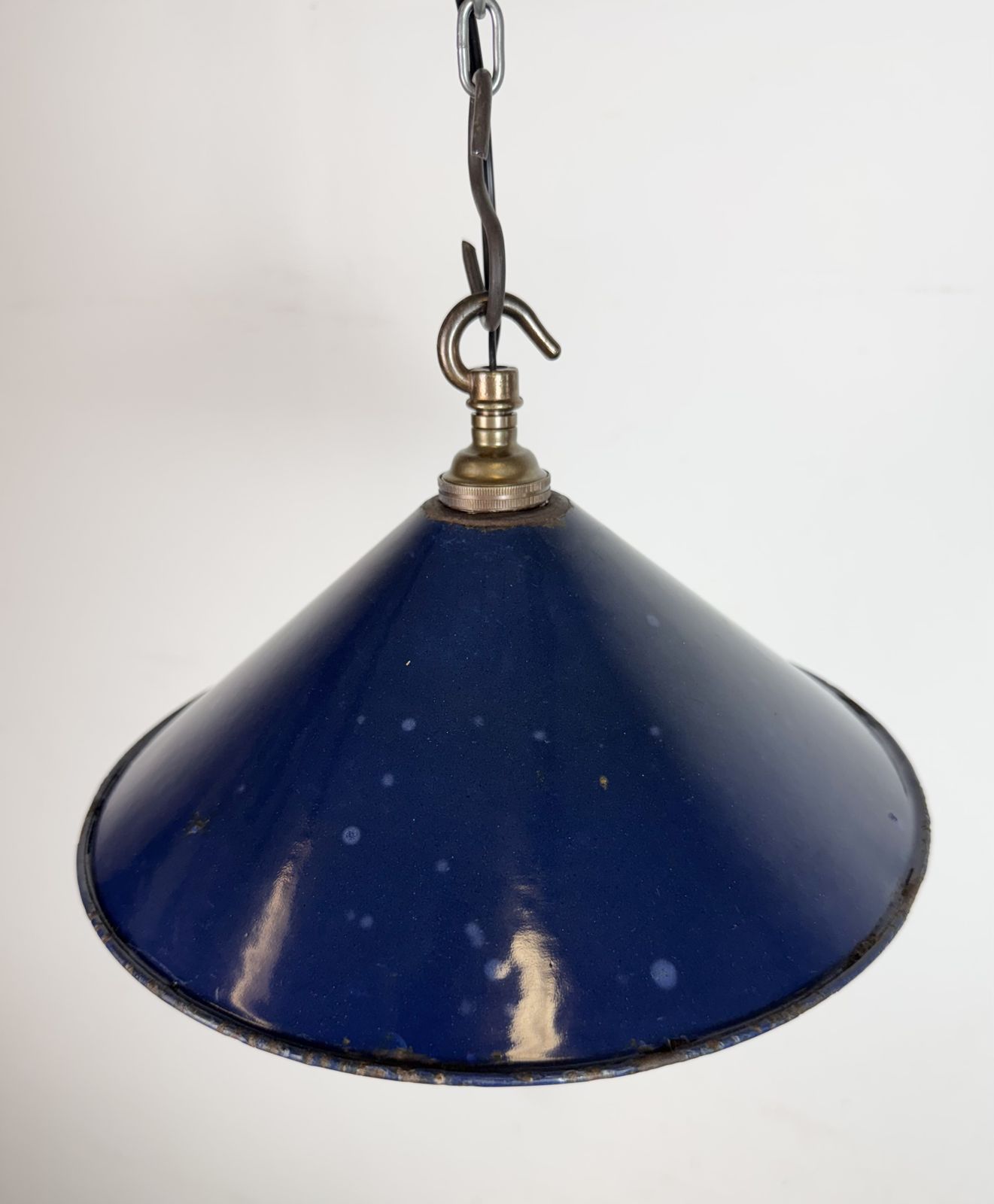 photo vinterior Industrial Dark Blue Enamel Factory Pendant Lamp, 1950s