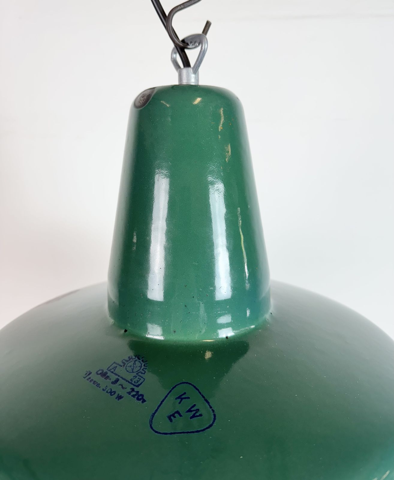 Lighting Large Industrial Green Enamel Factory Pendant Lamp, 1960s photo