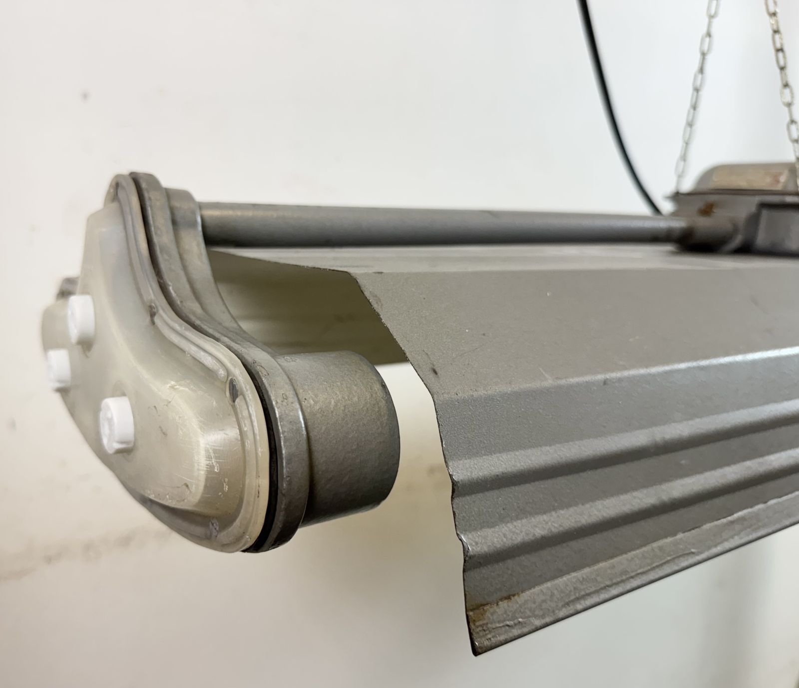 Grey Industrial Hanging Tube Light From Polam Gdansk, 1970s photo vinterior