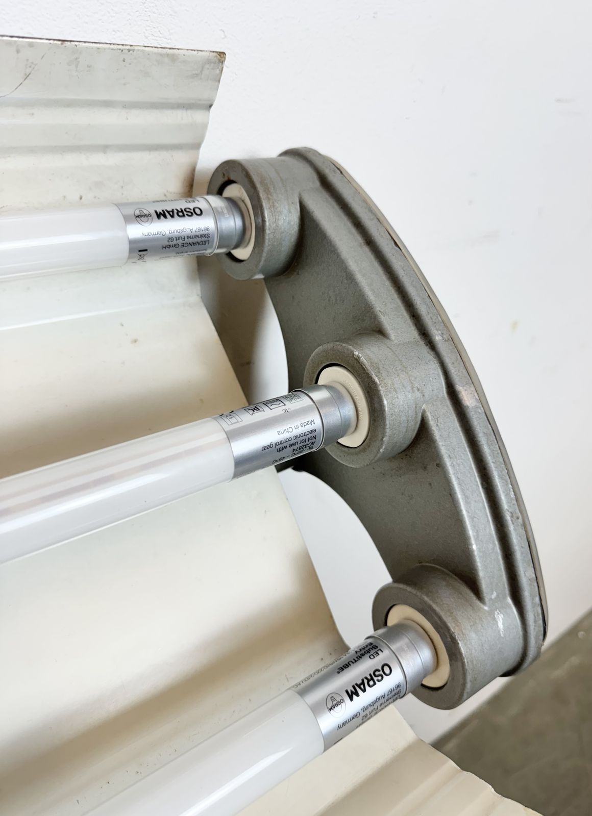 Grey Industrial Hanging Tube Light From Polam Gdansk, 1970s photo vintage