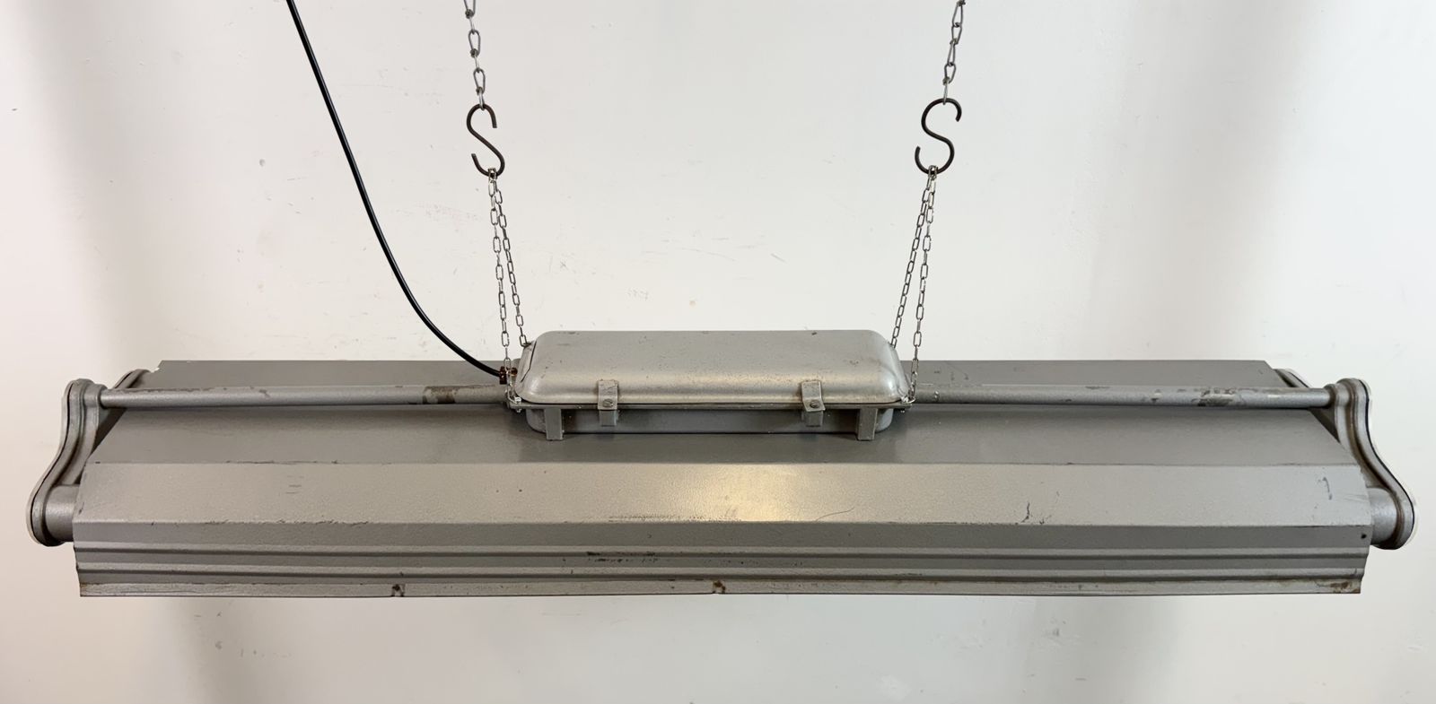 Lighting Grey Industrial Hanging Tube Light From Polam Gdansk, 1970s photo