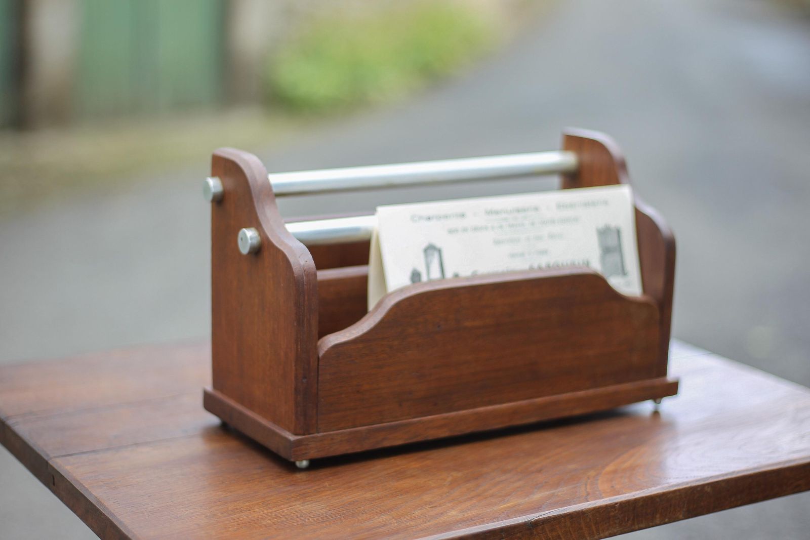 Art Deco Wooden Letter Rack, Mail Holder, Document, Storage, Office, Organizer, Letter Holder, Letter Rack, 30's photo furniture