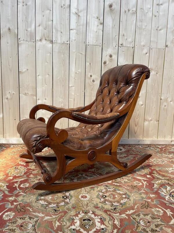 Rocking Chair Chesterfileld En Cuir