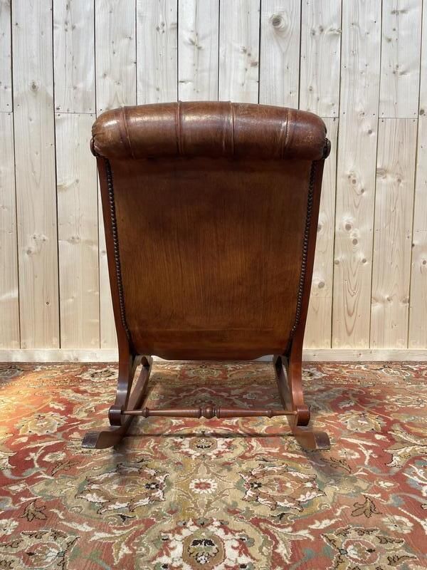 Rocking Chair Chesterfileld En Cuir photo furniture