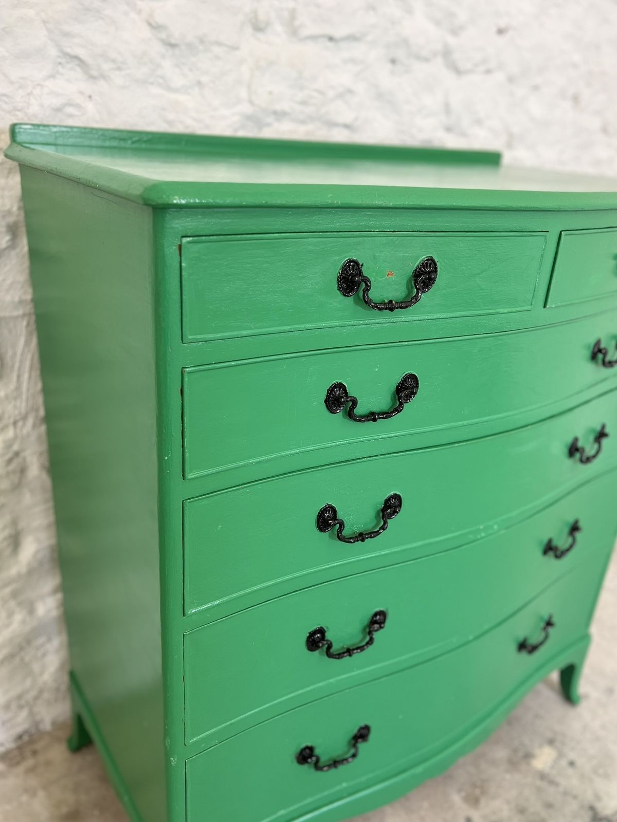 photo for sale Vintage Emerald Green Shabby Chic Painted Chest Of Drawers 1940s 1950s