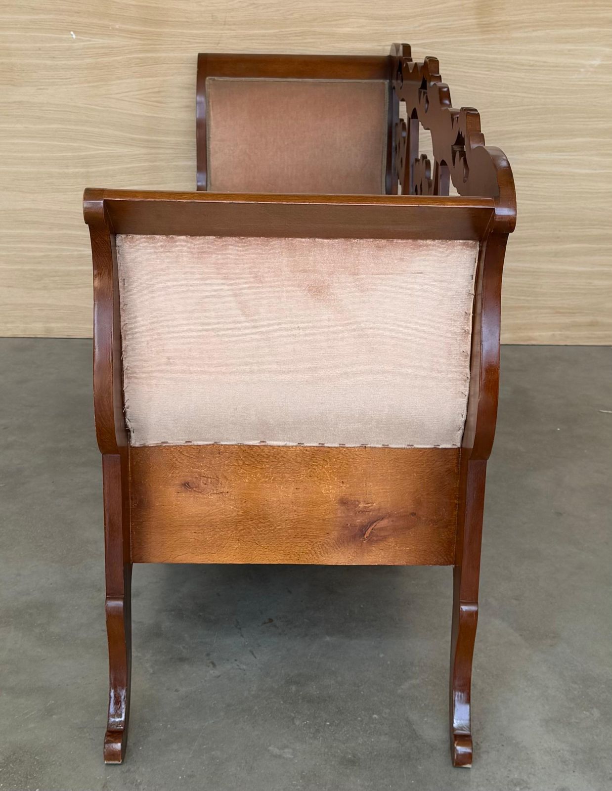 20th Century Catalan Bench In Walnut With Caned Seat photo vintage