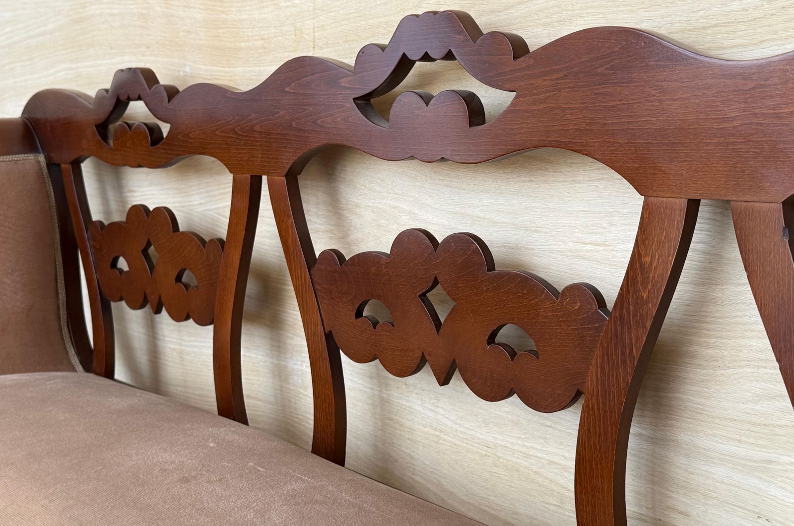 photo for sale 20th Century Catalan Bench In Walnut With Caned Seat
