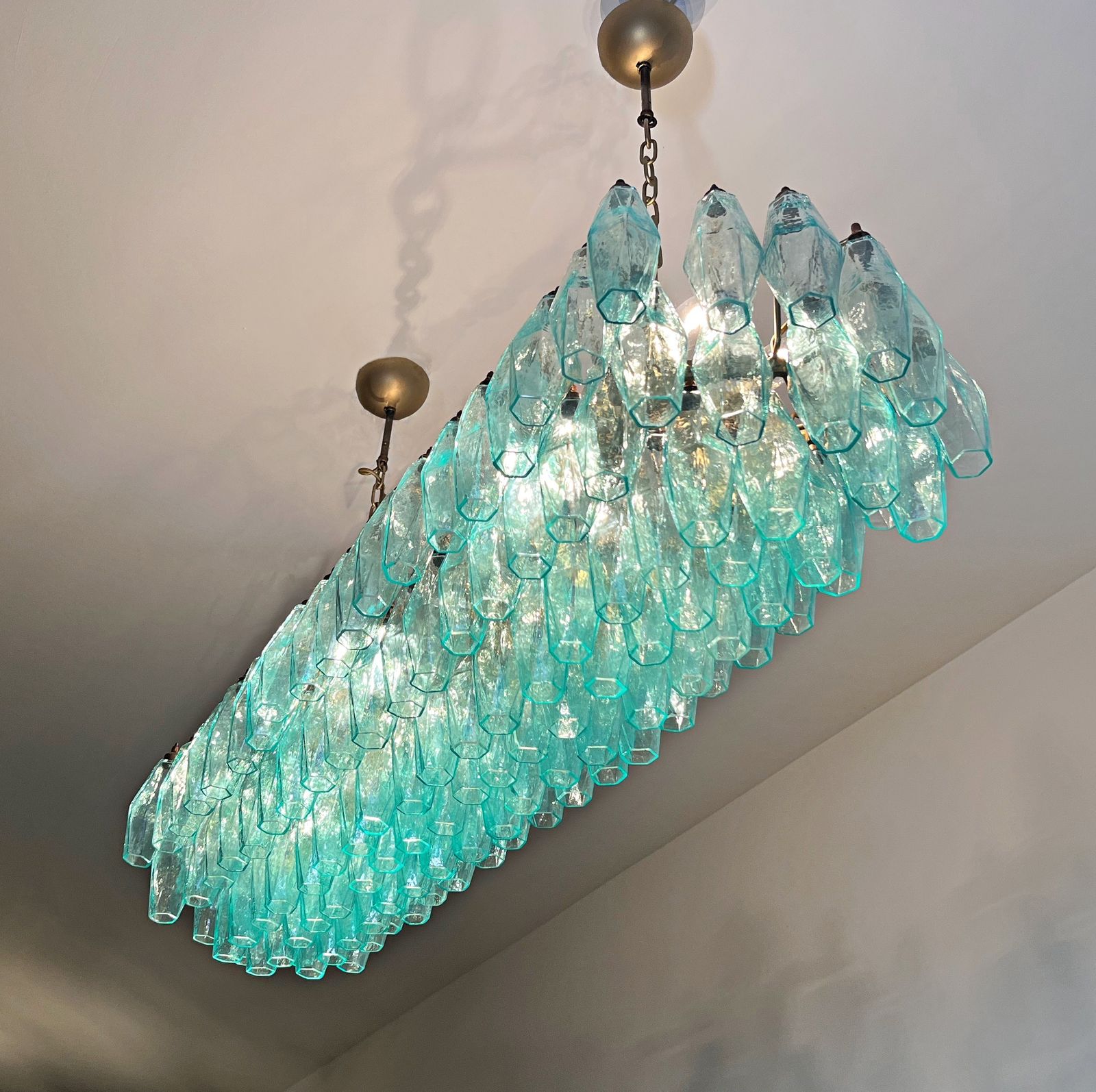 Elegant Murano Poliedri Chandelier   Carlo Scarpa   140 Turquoise photo furniture