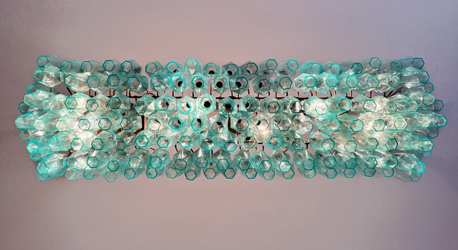 Elegant Murano Poliedri Chandelier   Carlo Scarpa   140 Turquoise photo for sale