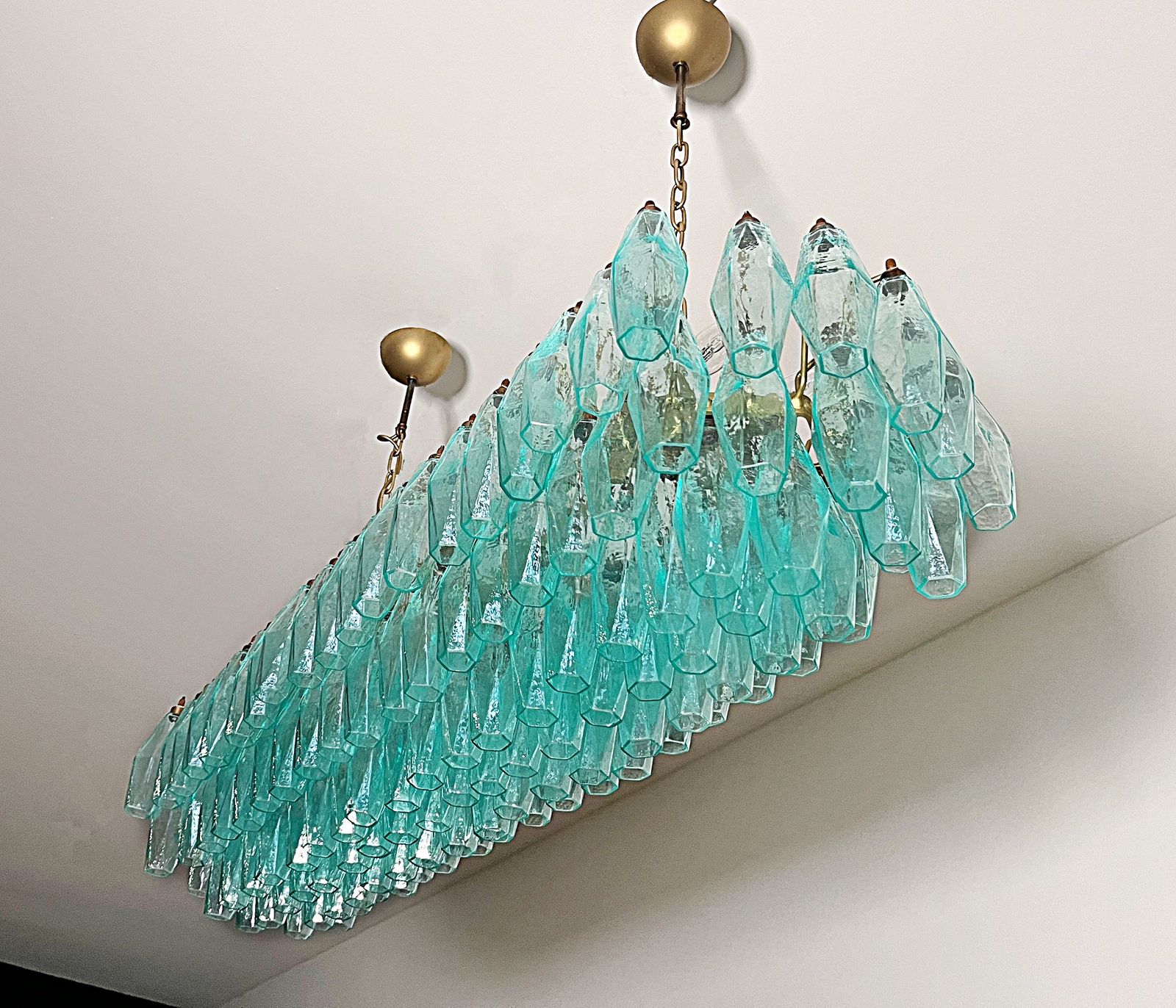 Elegant Murano Poliedri Chandelier   Carlo Scarpa   140 Turquoise photo vinterior