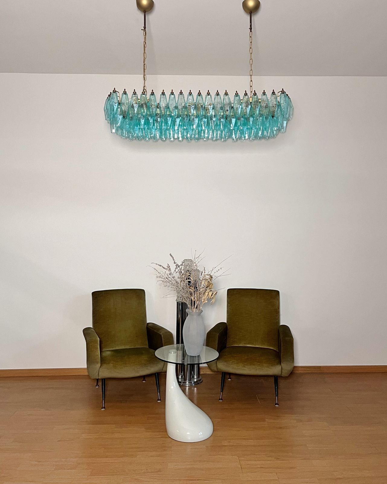 photo for sale Elegant Murano Poliedri Chandelier   Carlo Scarpa   140 Turquoise