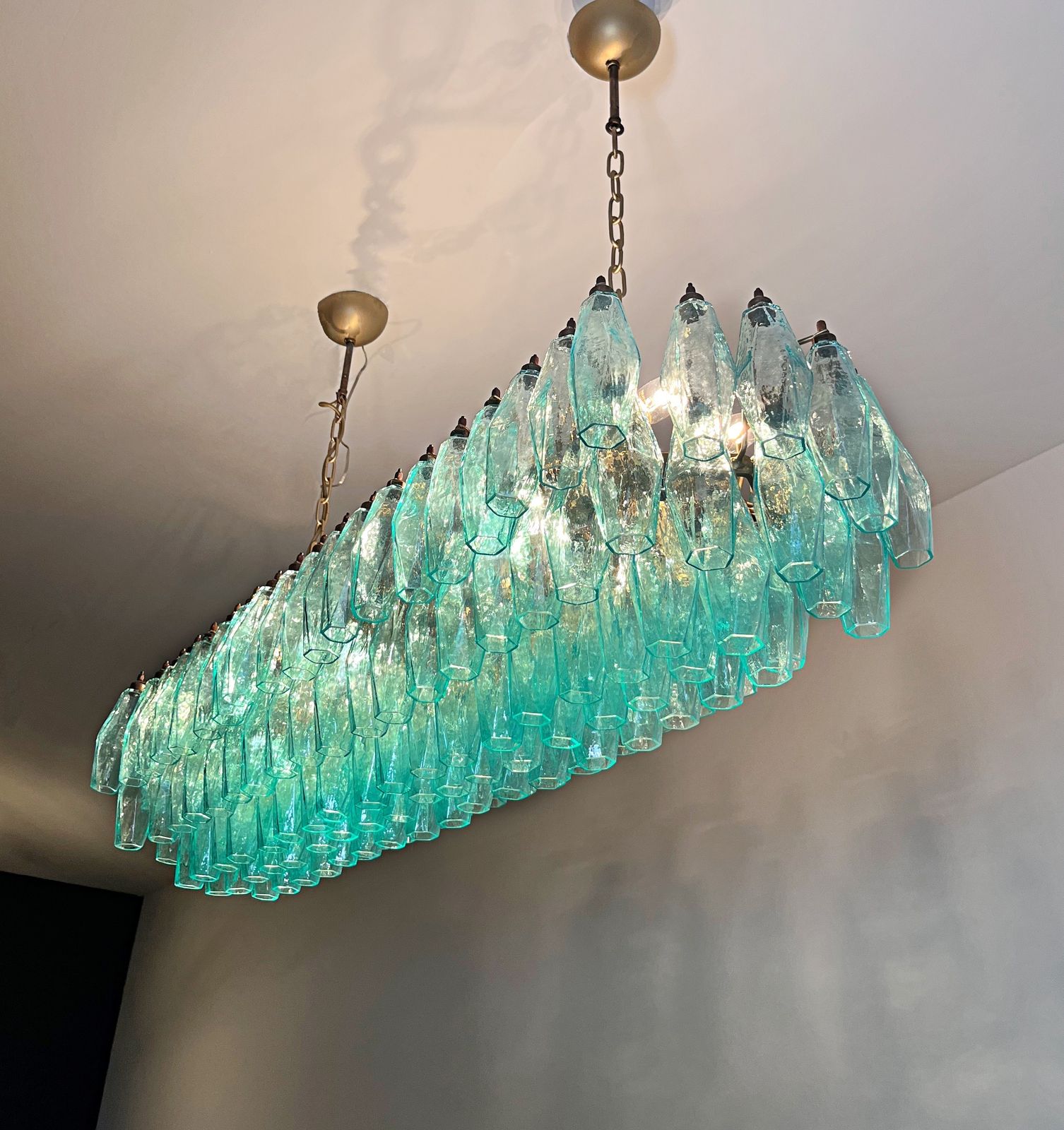 photo vinterior Elegant Murano Poliedri Chandelier   Carlo Scarpa   140 Turquoise