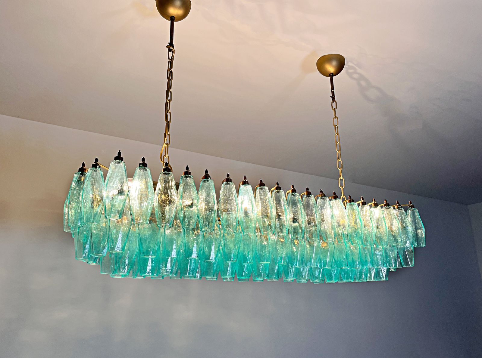 photo vintage Elegant Murano Poliedri Chandelier   Carlo Scarpa   140 Turquoise