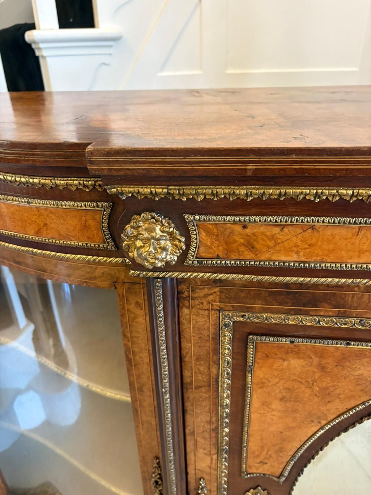 Outstanding Quality Antique 19th Century Burr Walnut Ormolu Mounted Credenza photo for sale