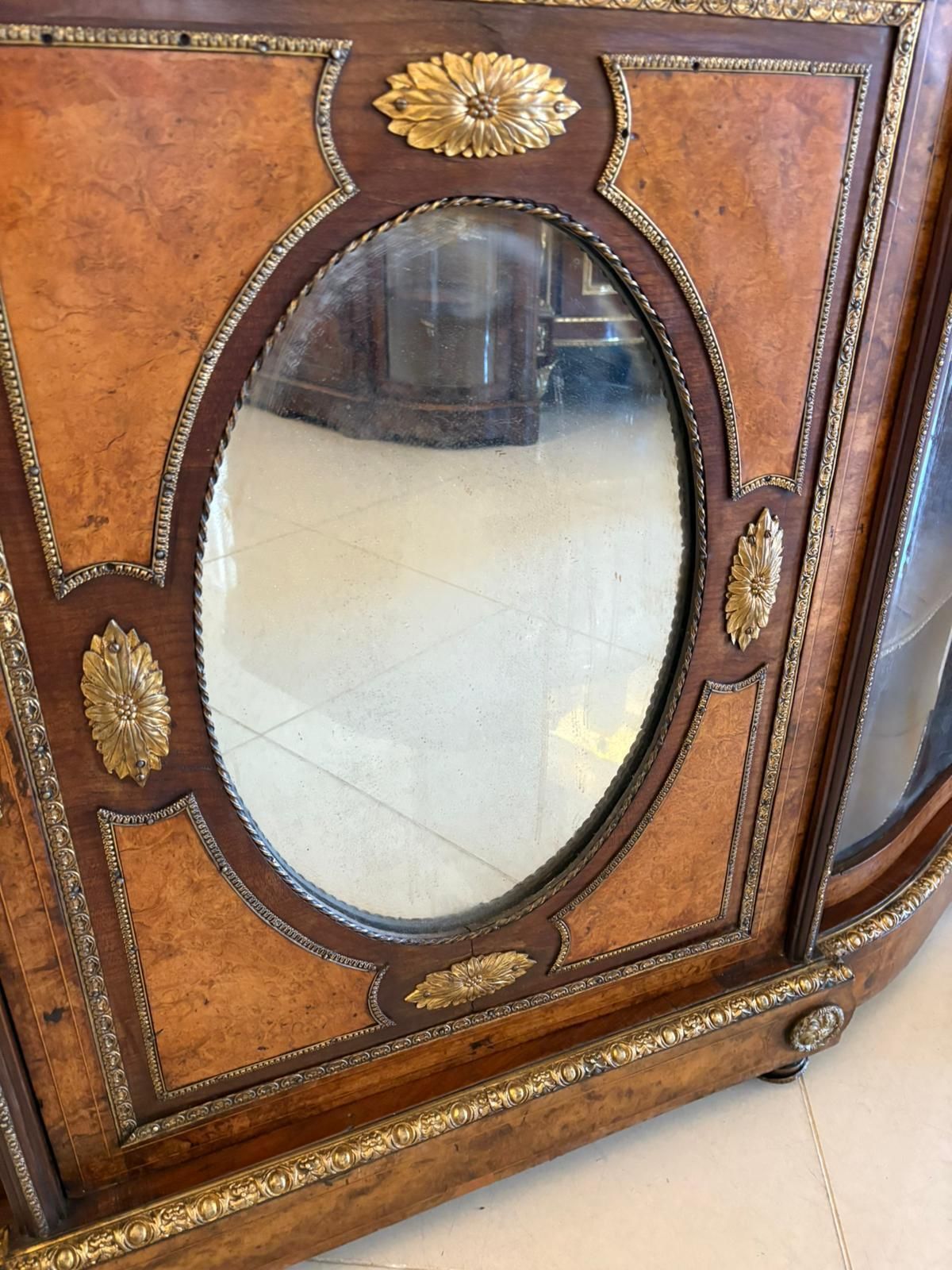 photo for sale Outstanding Quality Antique 19th Century Burr Walnut Ormolu Mounted Credenza
