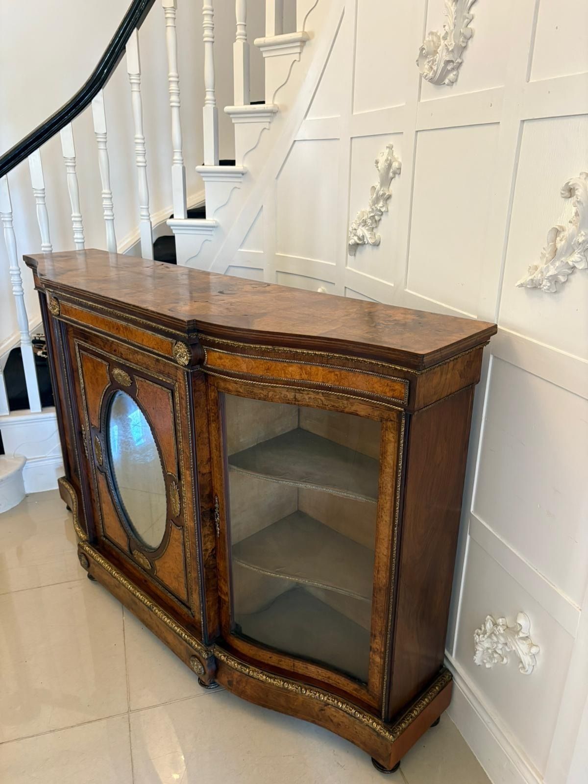 Furniture Outstanding Quality Antique 19th Century Burr Walnut Ormolu Mounted Credenza photo