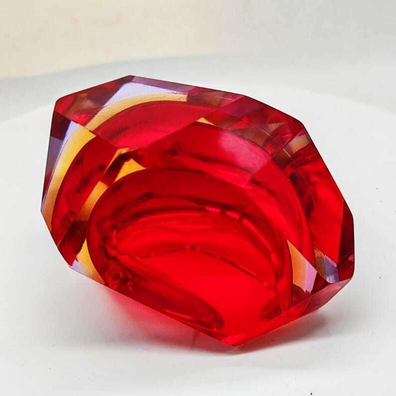 1960s Rare Asymmetric Square Ashtray Or Catch All In Murano Glass By Flavio Poli For Seguso. Made In Italy. photo vintage