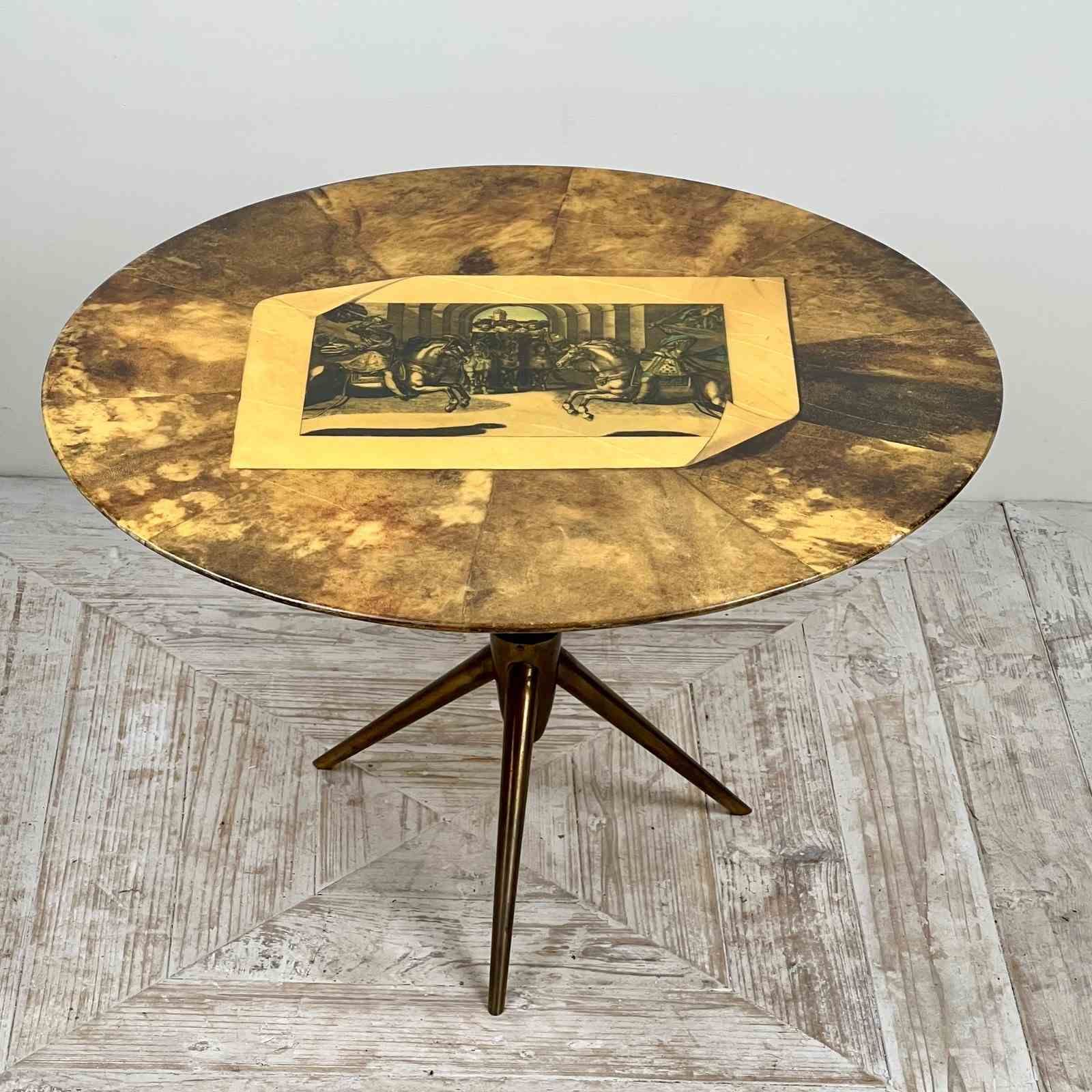 Italian Lacquered Goatskin Trompe L'oeil Table Attributed To Aldo Tura