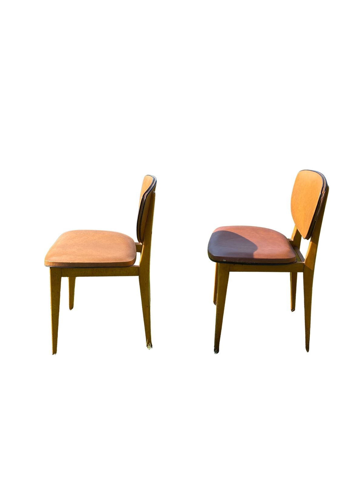 Pair Of Scandinavian Wood And Leather Chairs, Circa 1960 photo for sale