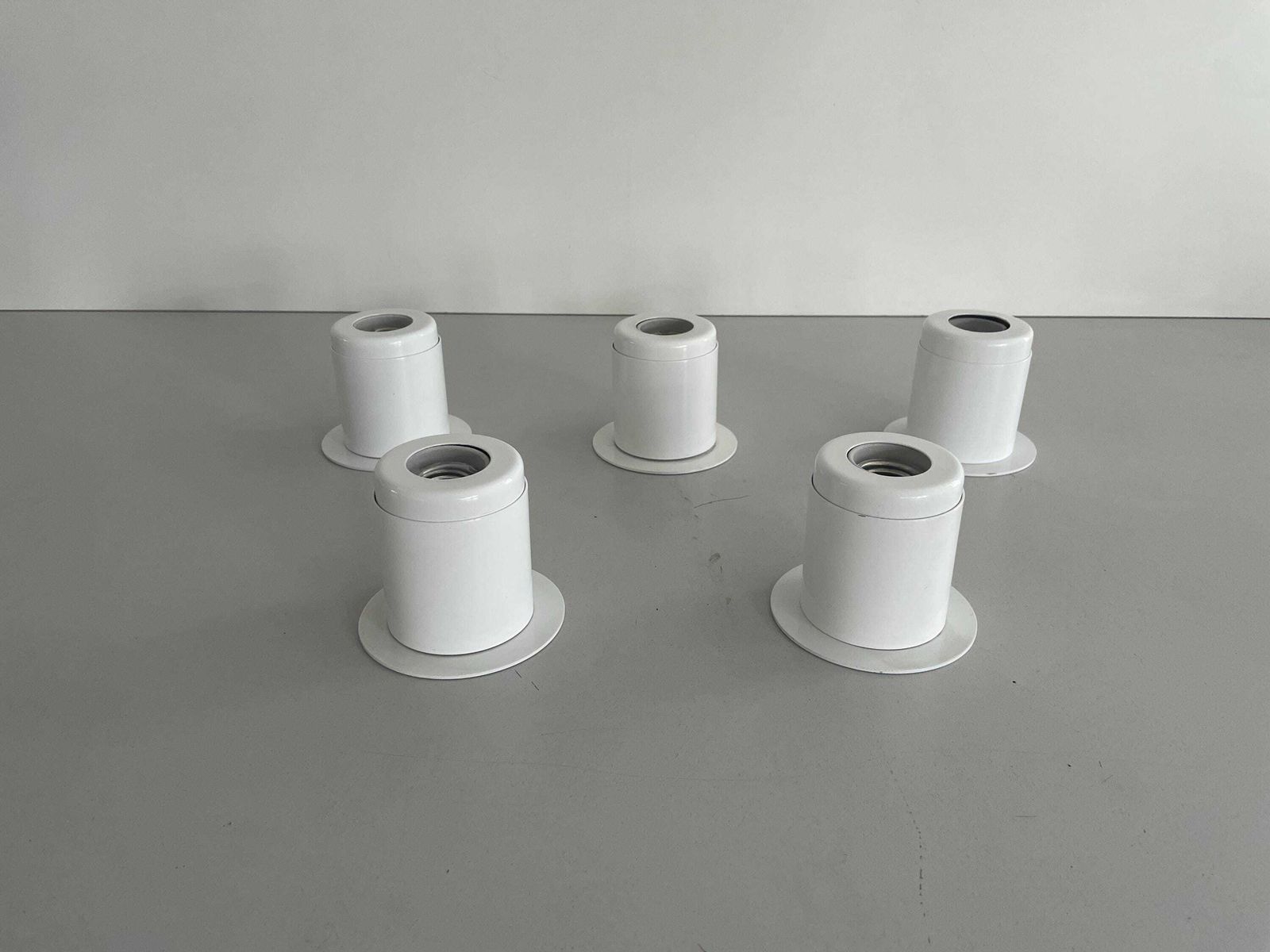 Minimal Design Pair Of White Metal Wall Lamps Still Of Artemide, 1970s, Italy photo buy