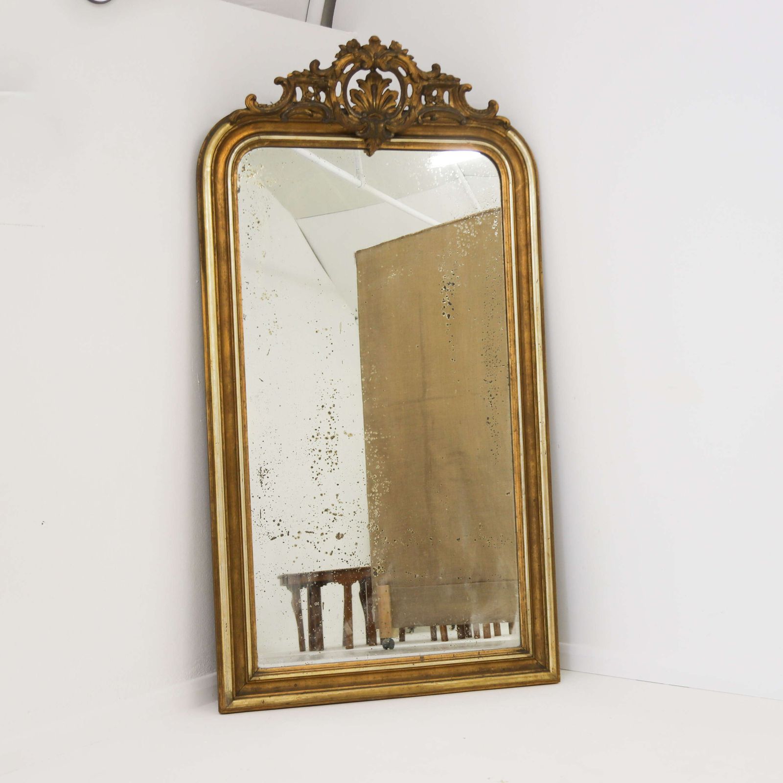 photo for sale Elegant Louis Philippe Gilt Mirror  Timeless French Overmantle Accent