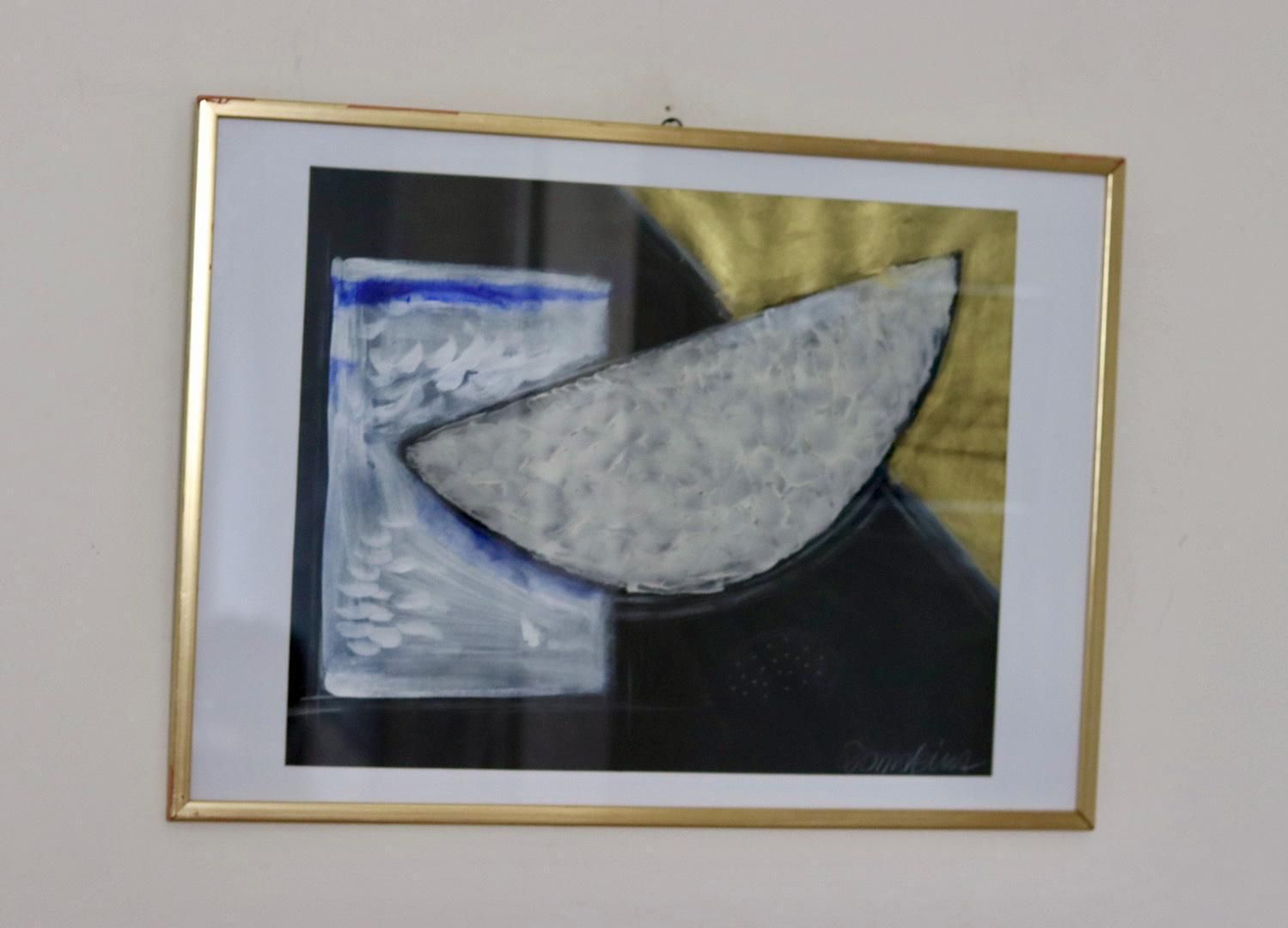 Original European Abstract On Paper "Abstract" – Marina Lomakina – Vintage & Framed, 64 X 47 Cm / 25.2 X 18.5 In photo vinterior