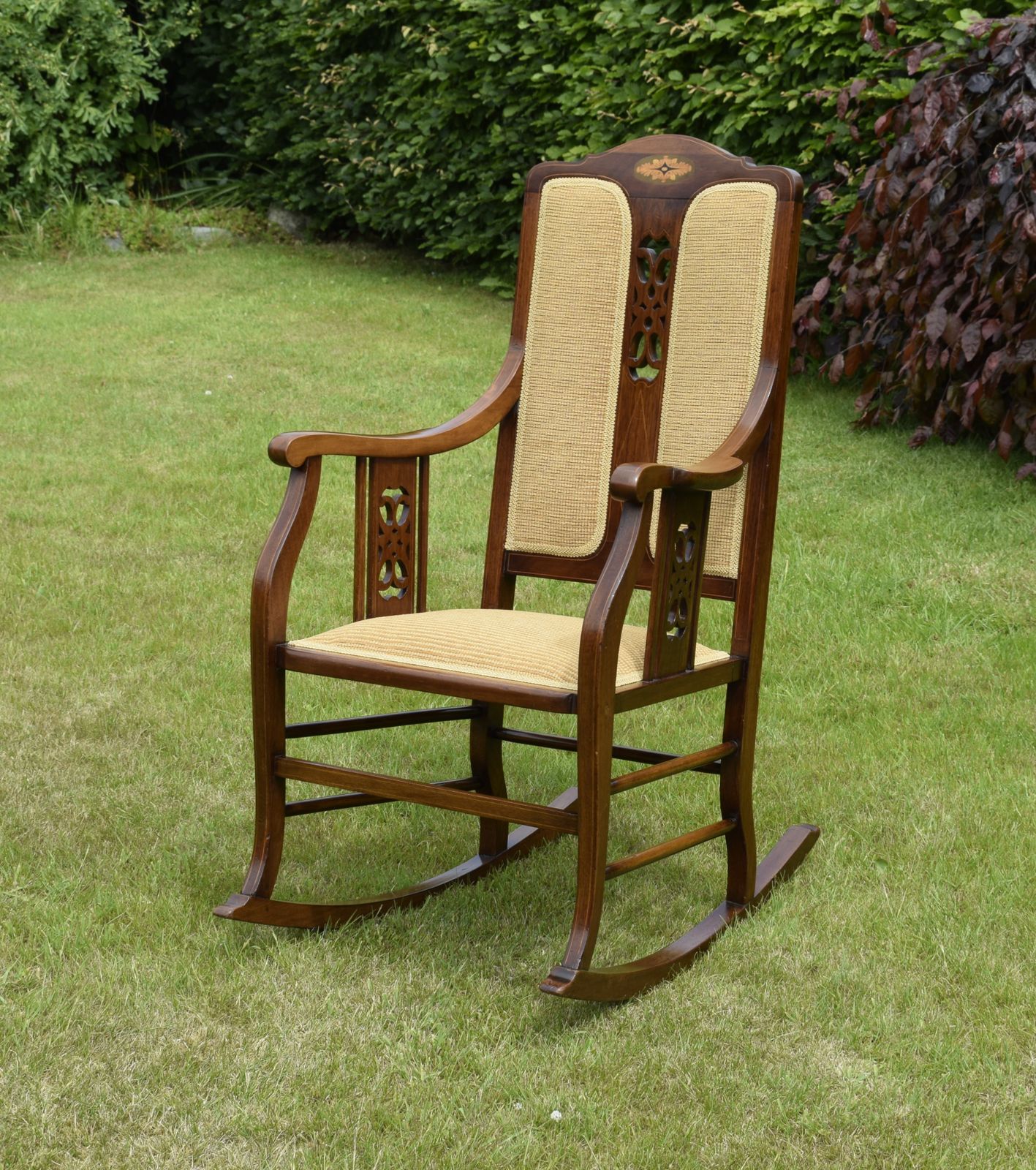 Edwardian Mahogany Inlaid Rocking Chair photo for sale