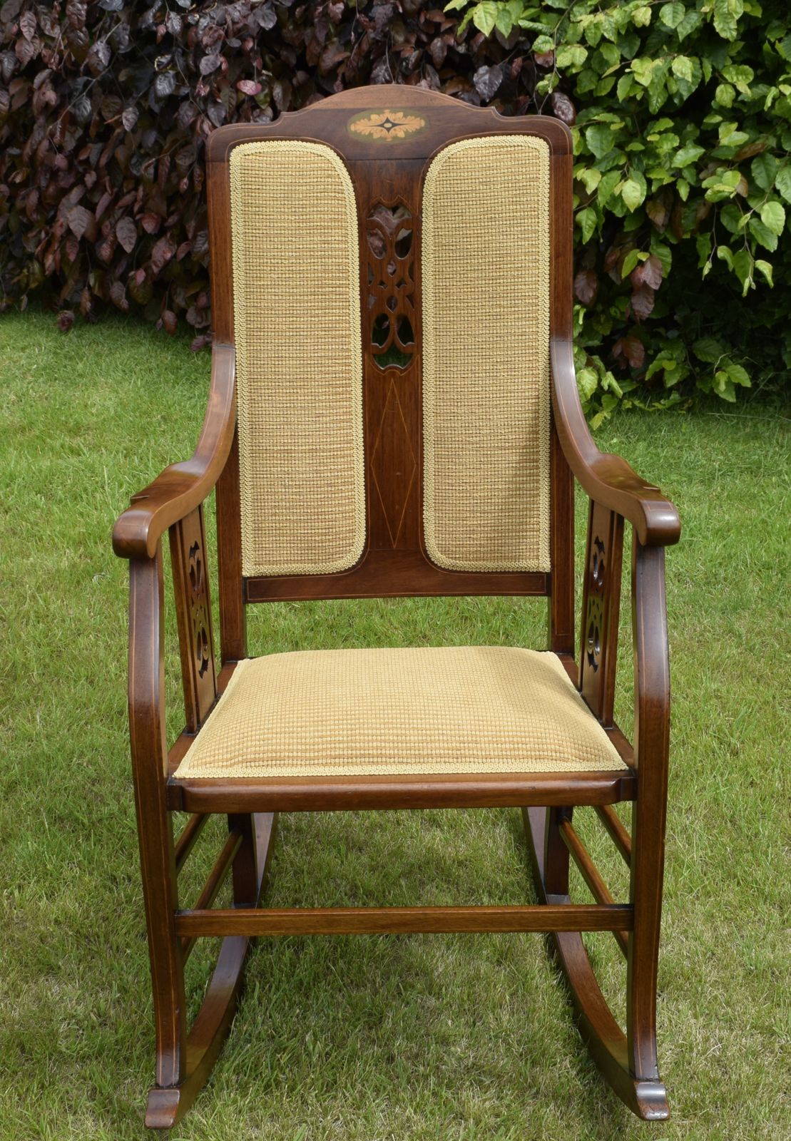 Edwardian Mahogany Inlaid Rocking Chair photo vinterior