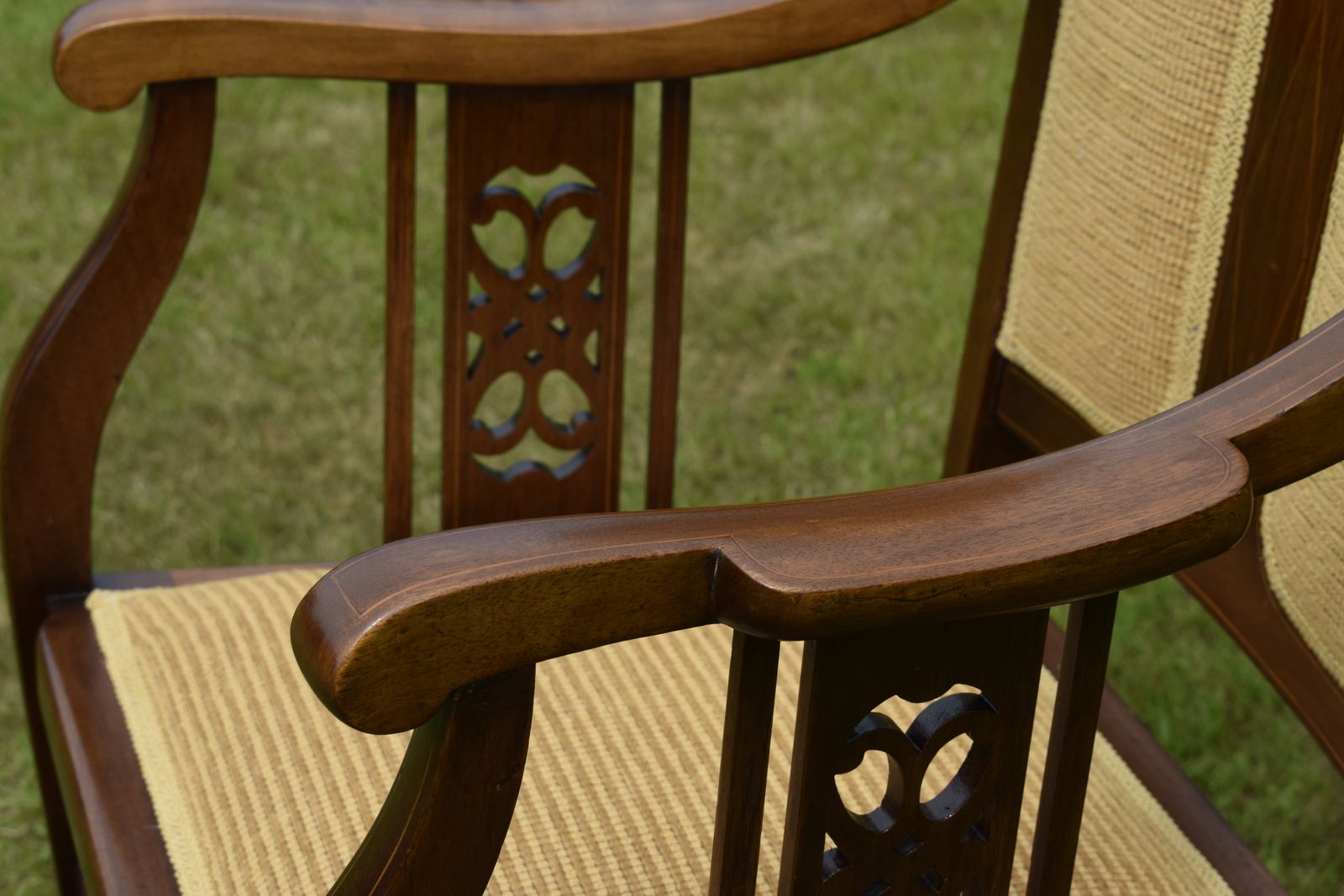 Furniture Edwardian Mahogany Inlaid Rocking Chair photo