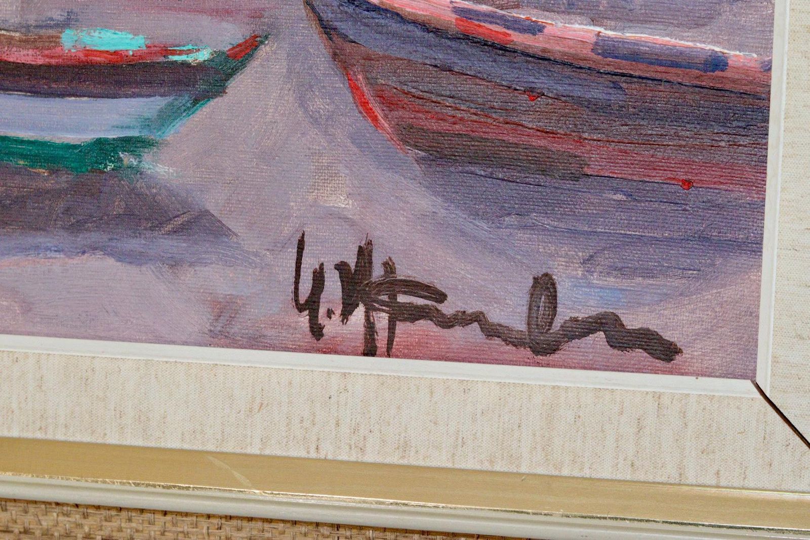 Mid Century Original Swedish Oil On Canvas "Mediterranean"   Vintage & Framed, 83 X 54 Cm / 32.7 X 21.3 In photo 205.0
