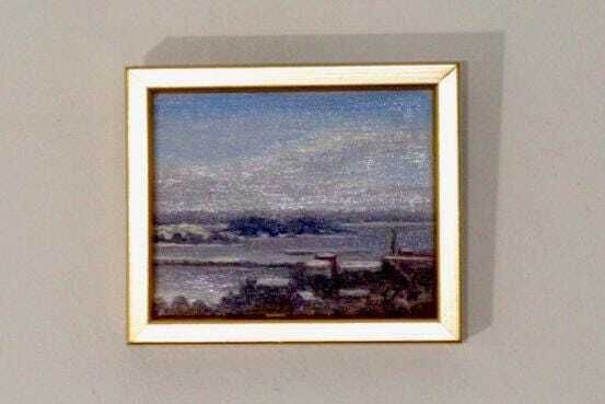 "Mid Century Original Swedish Oil On Canvas "Sea View Oskarshamn C1" – Lj, 87 – Vintage & Framed, 18 X 15 Cm / 7.1 X 5.9 In photo Art