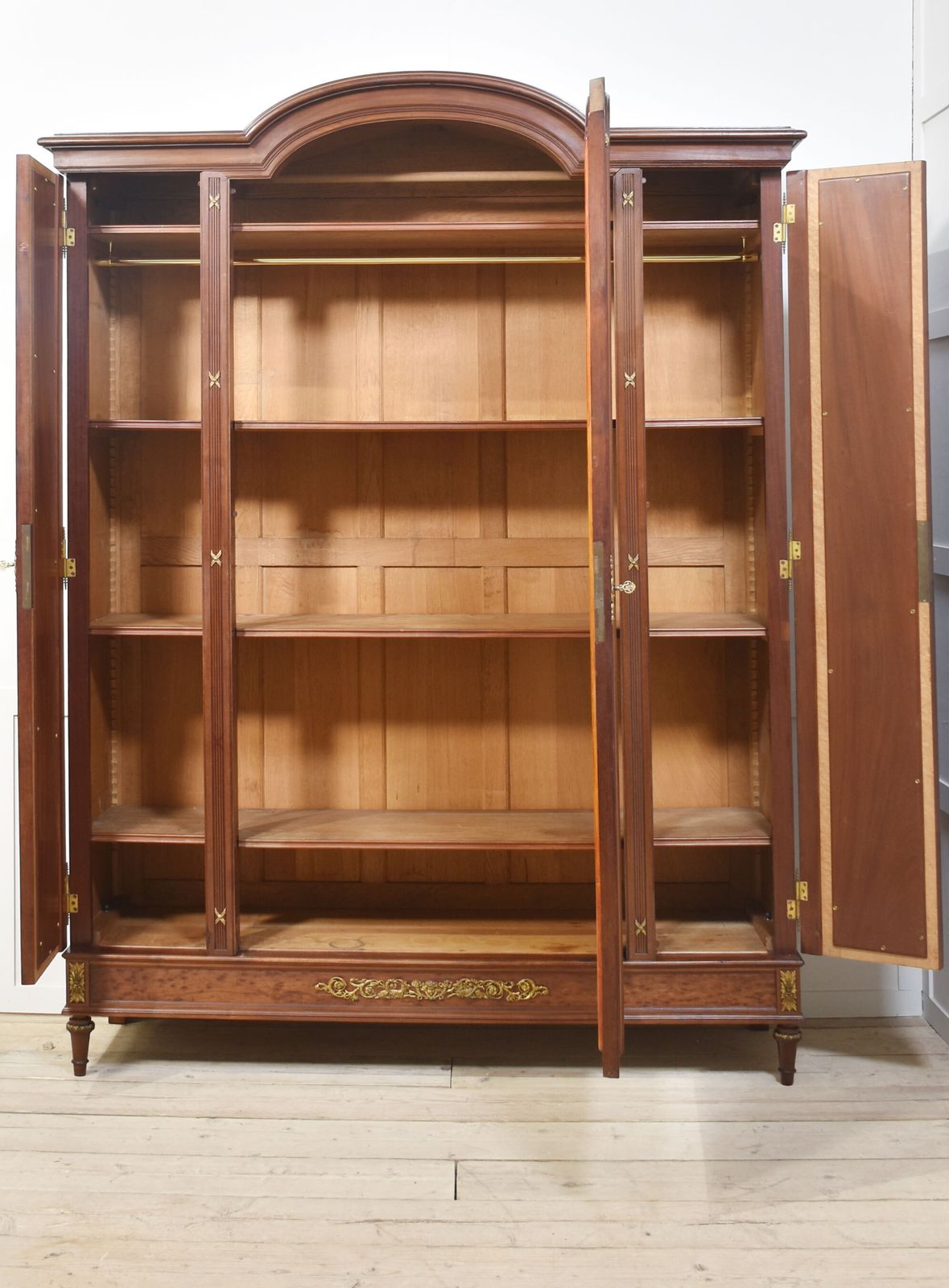 photo for sale 19th Century French Louis XVI Mahogany And Gilt Bronze Wardrobe