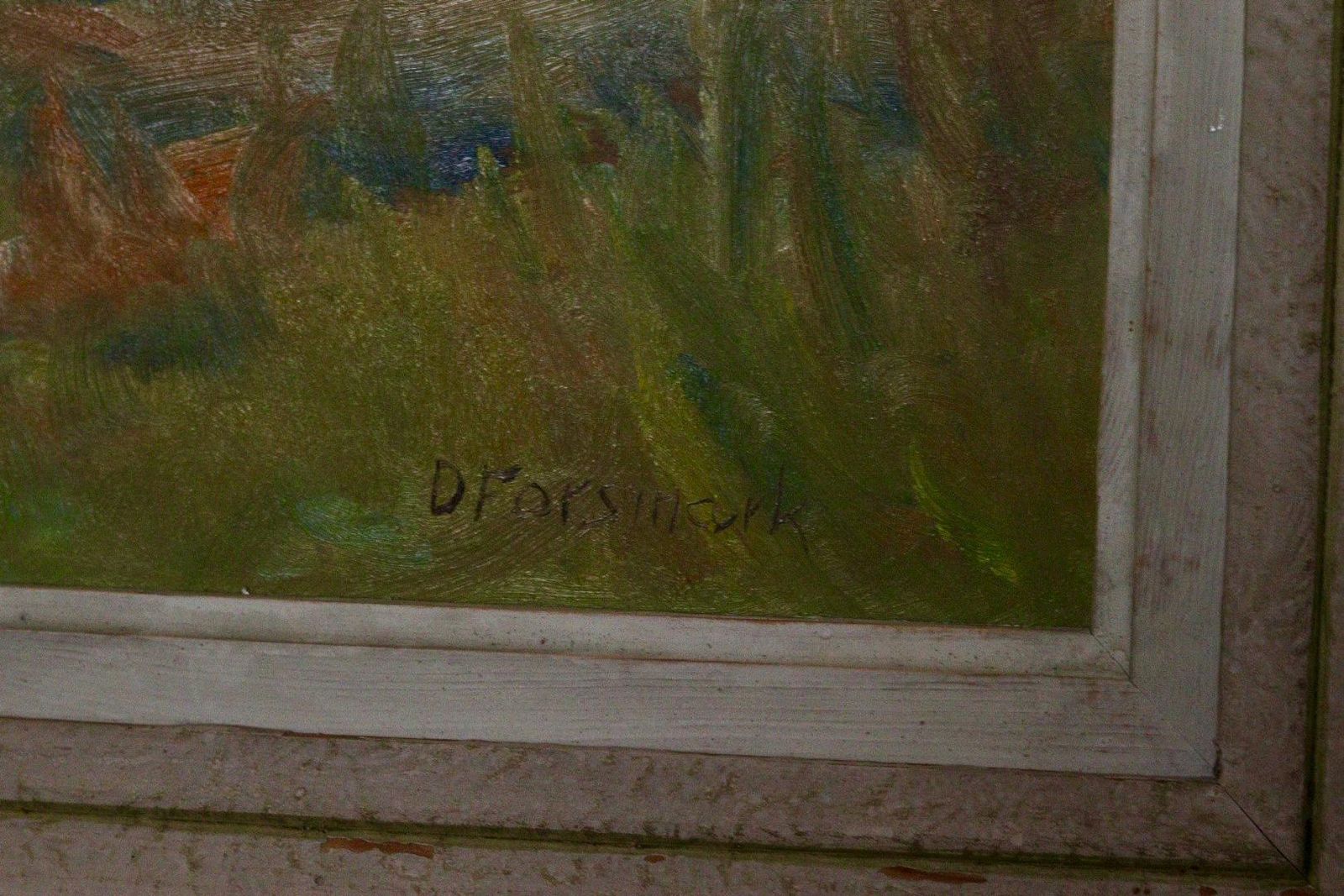 Mid Century Original Swedish Oil On Panel "Autumn Landscape" – D. Forsmark – Vintage & Framed, 51 X 59 Cm / 20.1 X 23.2 In photo vinterior