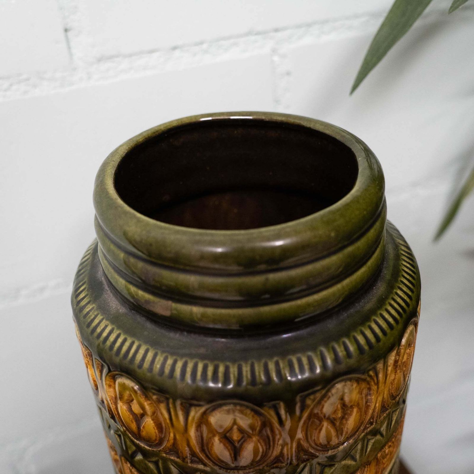 W. German Pottery Floor Vase In Light Brown & Green   Form 289 41   Scheurich   C1970s photo vinterior