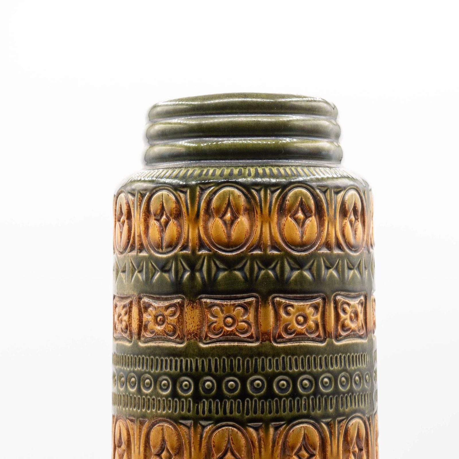 photo for sale W. German Pottery Floor Vase In Light Brown & Green   Form 289 41   Scheurich   C1970s