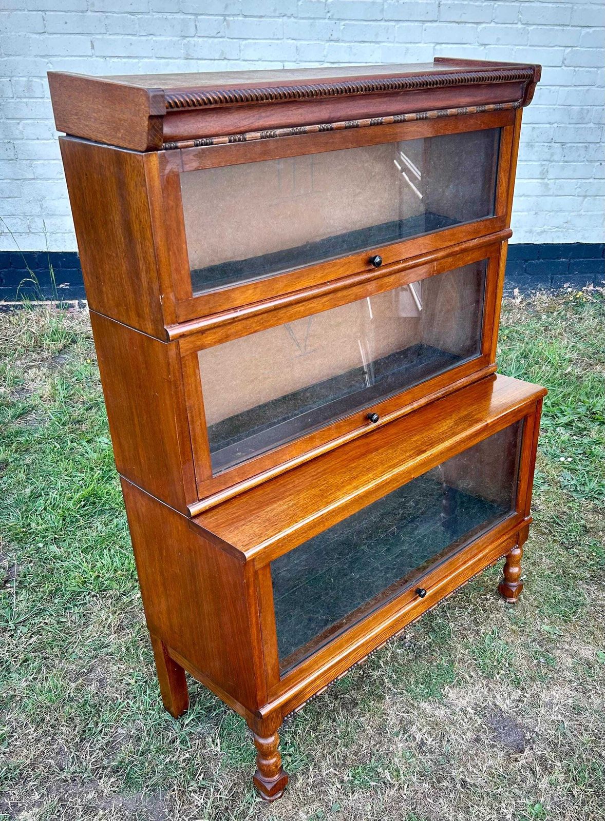 Pair Of Oak Three Tier Vintage Bookcase Cabinet Wooden Desk Drawer Solicitors Antique Industrial Stacking Haberdashery Library photo Furniture