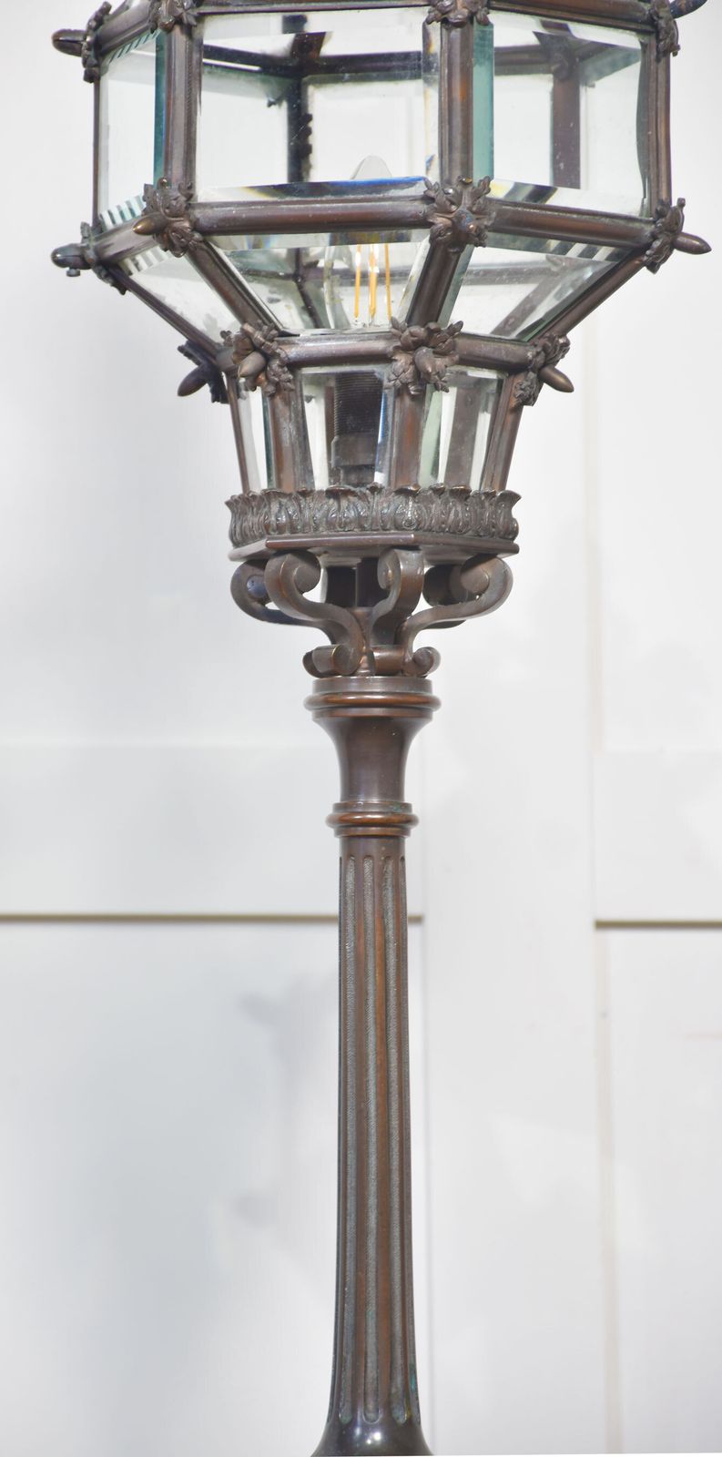 Pair Of Bronze Newel Post Lamps photo furniture