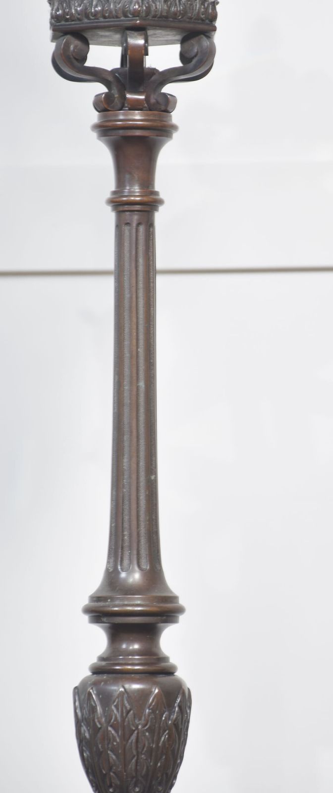 Pair Of Bronze Newel Post Lamps photo for sale