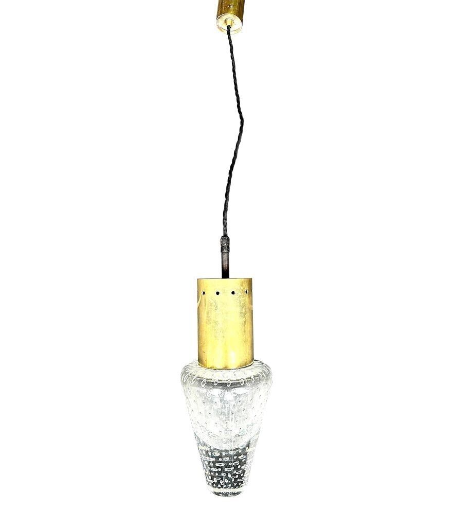 A Rare 1950s Murano Glass And Brass Pendant Light By Gino Sarfatti And Archimede Seguso photo for sale